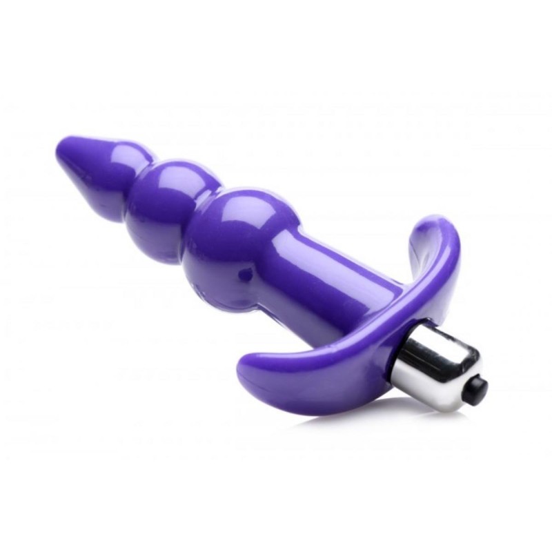 Frisky | Bubbly Vibrating Anal Plug With Ribbing | Purple