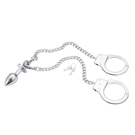 OHMAMA FETISH HAND CUFFS WITH CHAIN AND ANAL PLUG