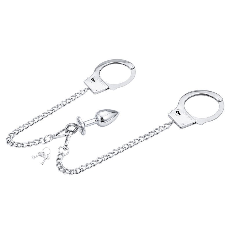OHMAMA FETISH HAND CUFFS WITH CHAIN AND ANAL PLUG