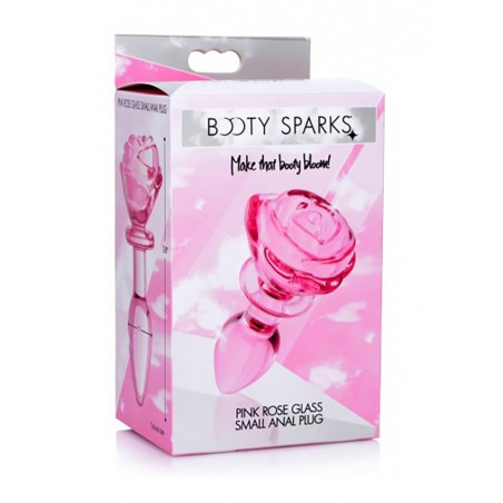 Glass Small Anal Plug - Pink Rose