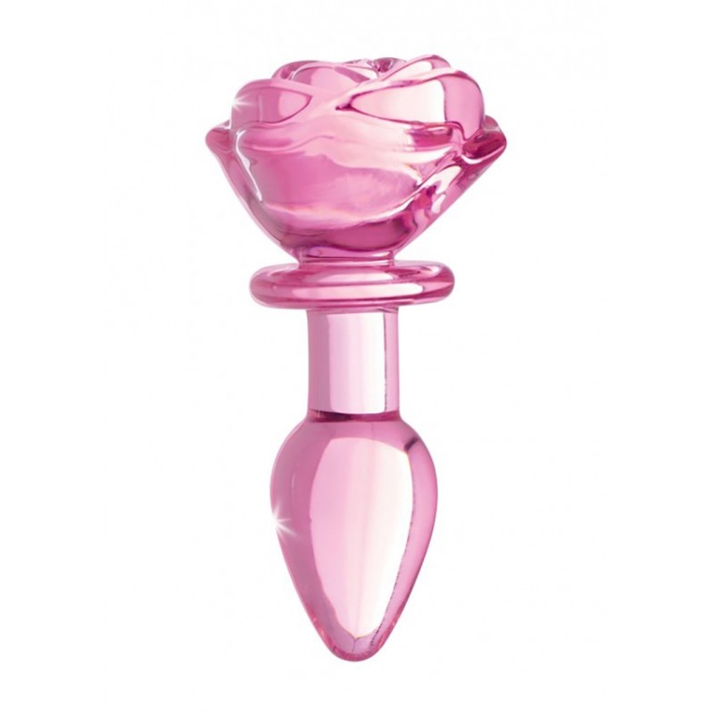 Glass Small Anal Plug - Pink Rose