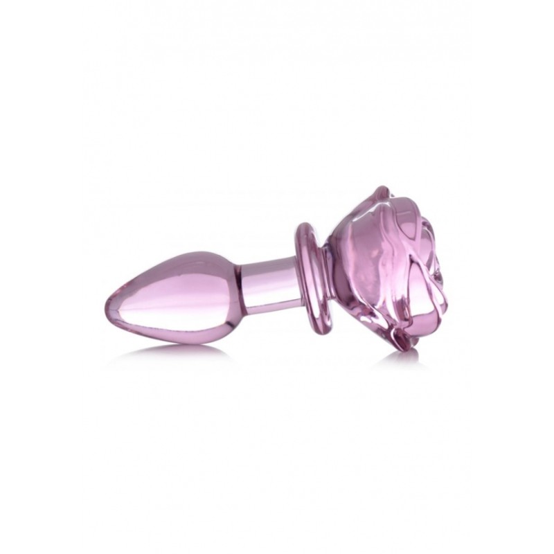 Glass Small Anal Plug - Pink Rose