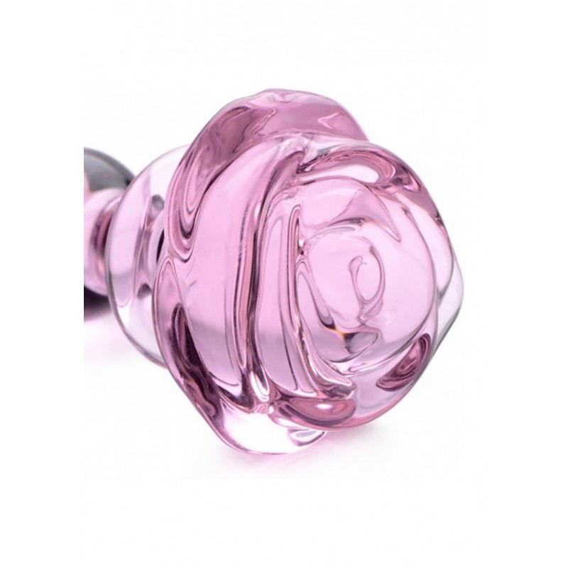 Glass Small Anal Plug - Pink Rose