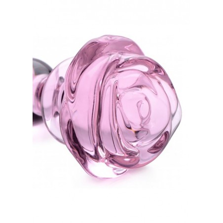 Glass Small Anal Plug - Pink Rose