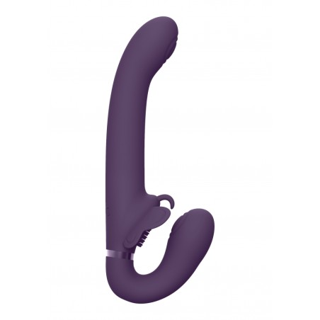 SATU - Pulse-Wave & Vibrating Strapless Strapon - Purple