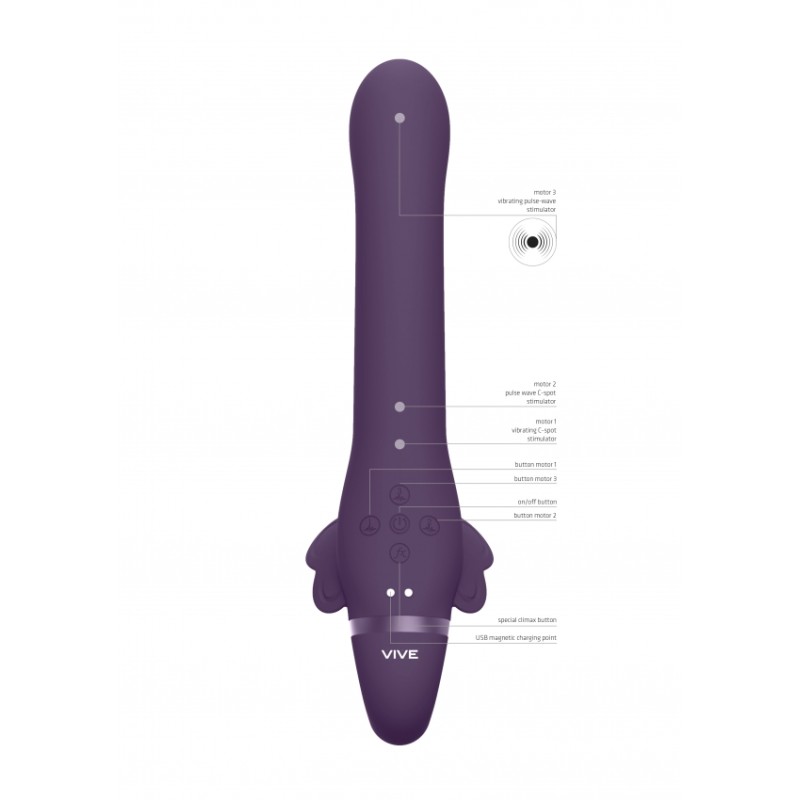 SATU - Pulse-Wave & Vibrating Strapless Strapon - Purple