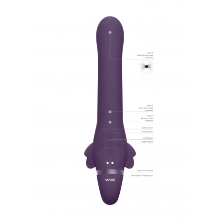 SATU - Pulse-Wave & Vibrating Strapless Strapon - Purple