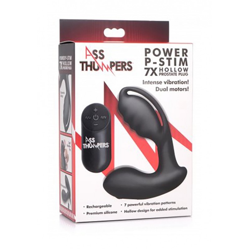 AT Power P-Stim 7X Hollow Prostate Plug + Remote Control
