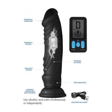 5X Vibrating & E-Stim Silicone Dildo + Remote