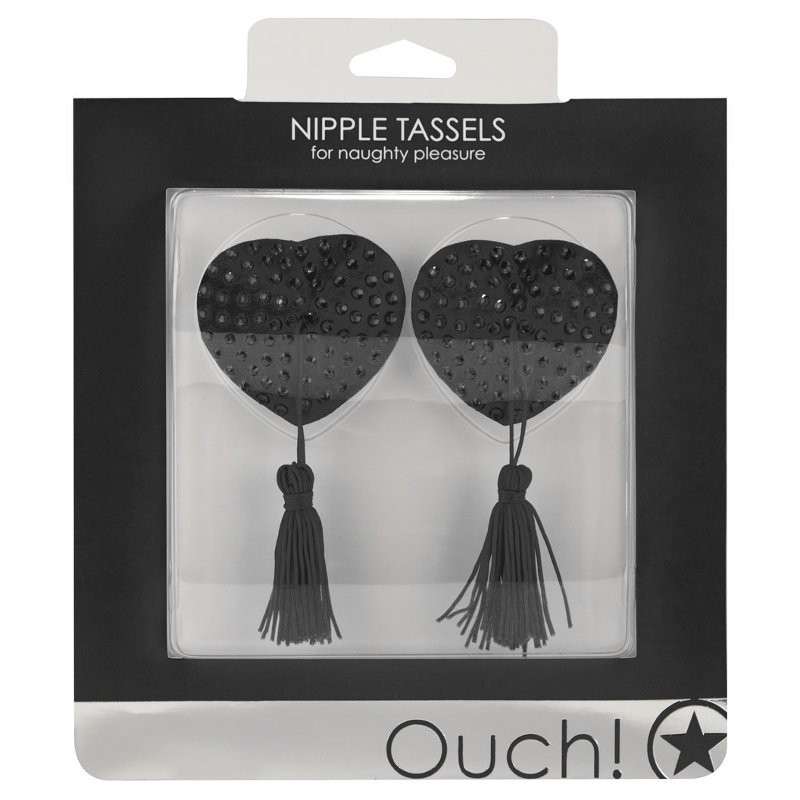 Ouch - Nipple Tassels - Heart - Black