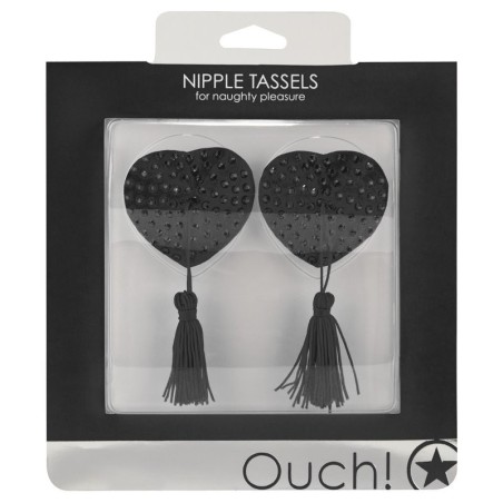 Ouch - Nipple Tassels - Heart - Black