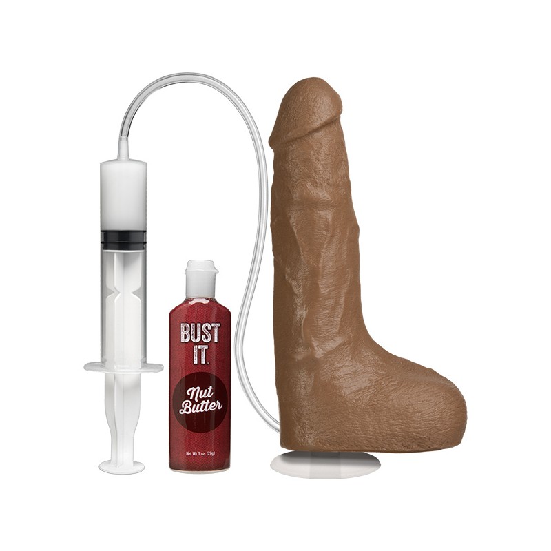 Squirting Realistic Cock - 1 oz. Nut Butter - Brown