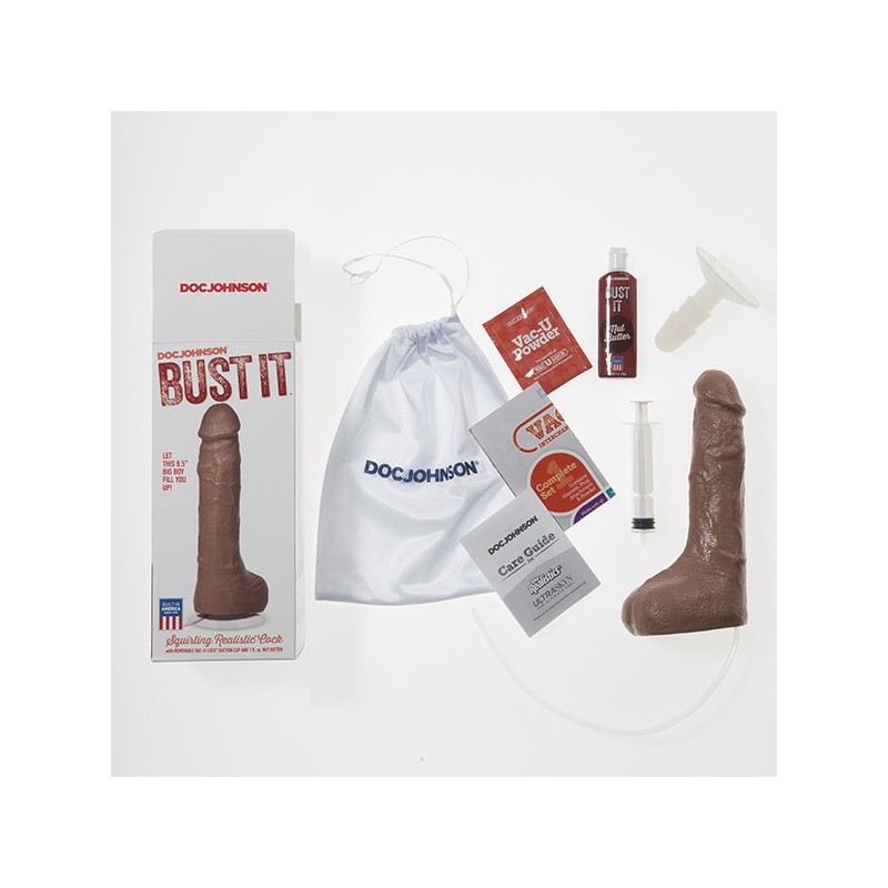 Squirting Realistic Cock - 1 oz. Nut Butter - Brown
