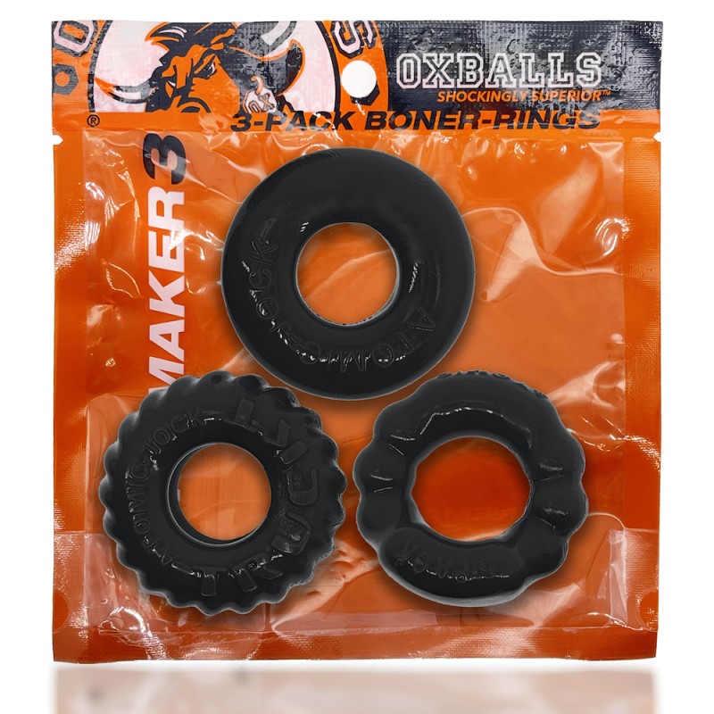 OXBALLS | Bonemaker 3-pack Cockrings Kit | Black
