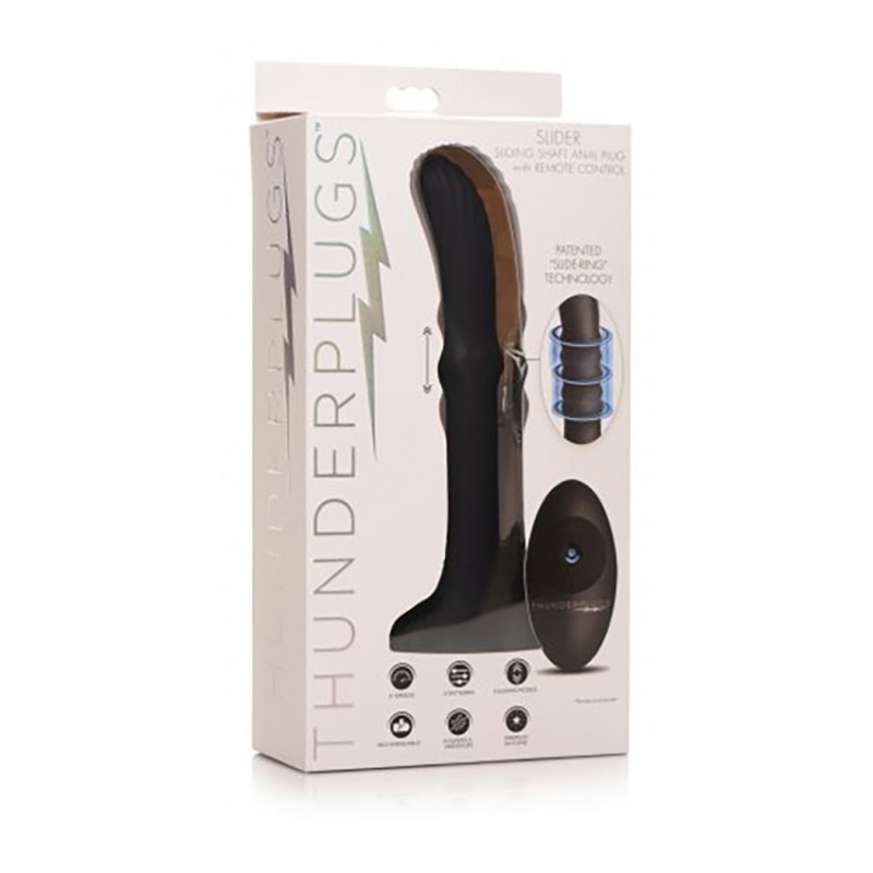 XR Brands | Sliding Shaft Silicone Vibrator | Remote | Black