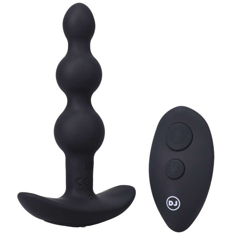 A-Play | BEADED VIBE |Rechargeable Silicone Anal Plug with Remote | Black
