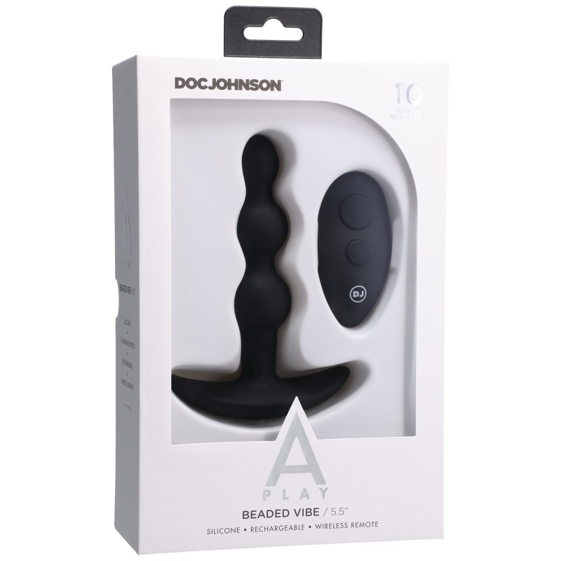 A-Play | BEADED VIBE |Rechargeable Silicone Anal Plug with Remote | Black