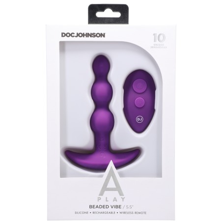 Purple A-Play |BEADED VIBE | Rechargeable Silicone Anal Plug with Remote