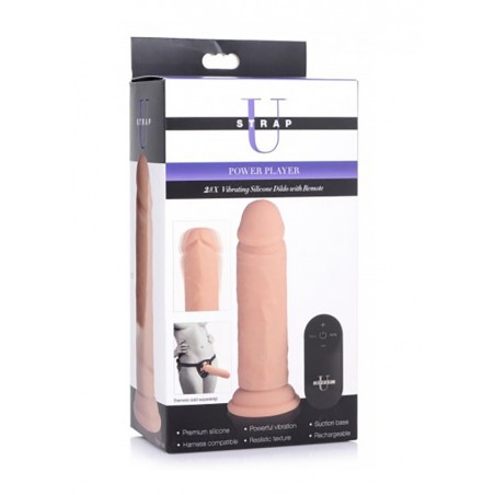 Strap U | Power Player 28X Vibrating Dildo w/RC | Flesh