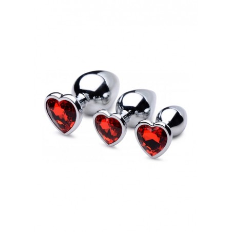 Anal Plug Set with Booty Sparks and Red Heart Gems