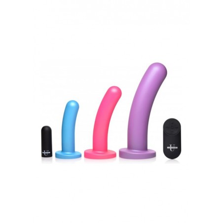 28X Vibrating Silicone Dildo Set with Strap U | Triple Peg