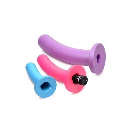 28X Vibrating Silicone Dildo Set with Strap U | Triple Peg