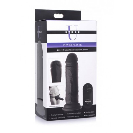 Strap U | Power Player 28X Vibrating Dildo w/RC | Black