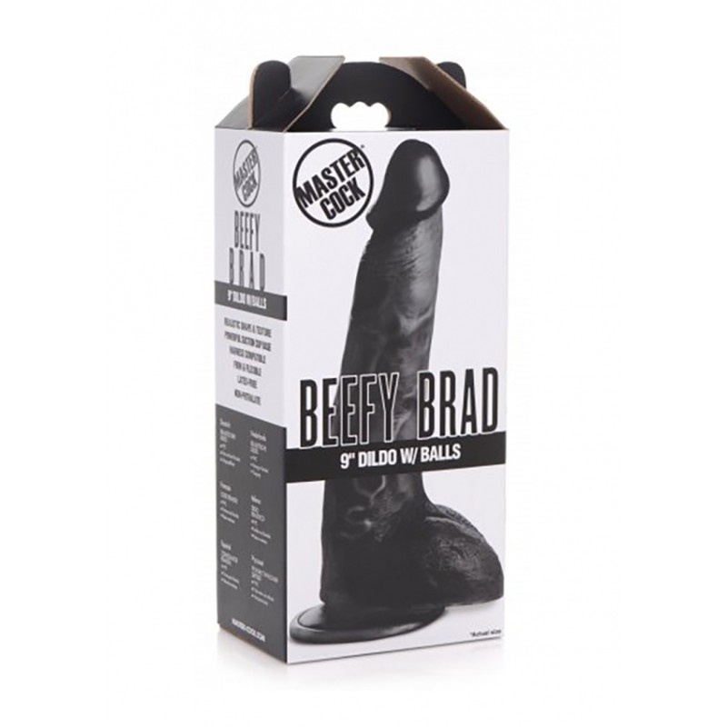 Master Cock | Beefy Brad Dildo with Balls 23cm | Black