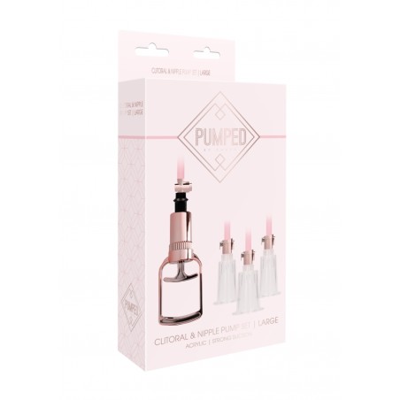 Large Pumped Clitoral & Nipple Pump Set - Rose Gold