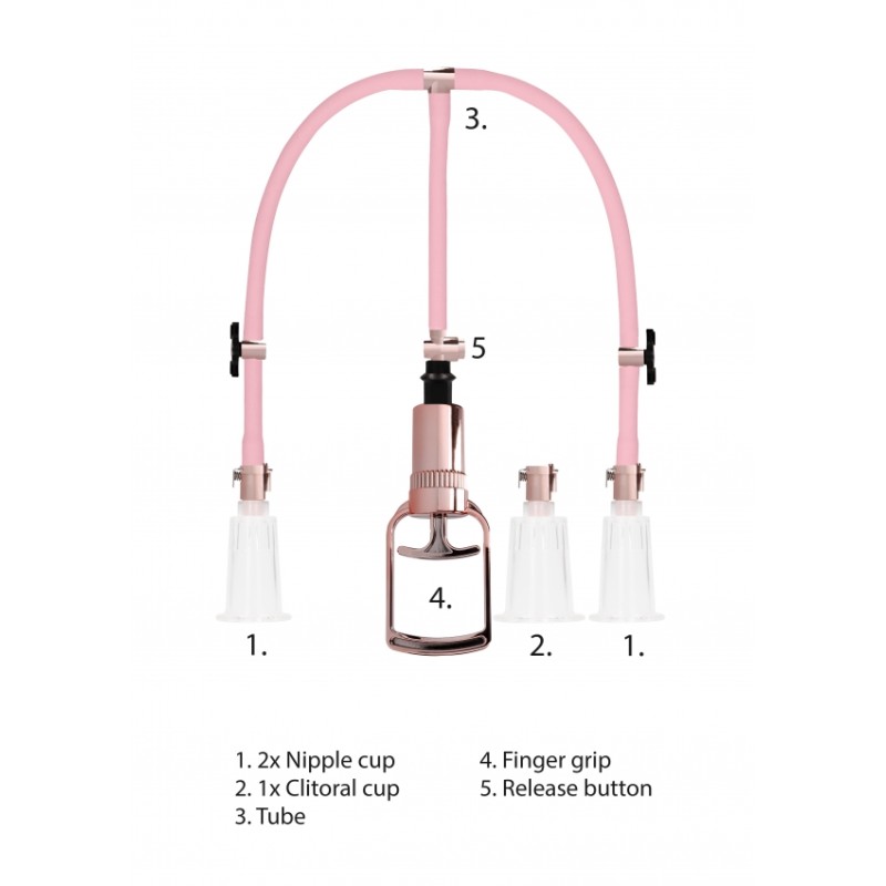 Large Pumped Clitoral & Nipple Pump Set - Rose Gold