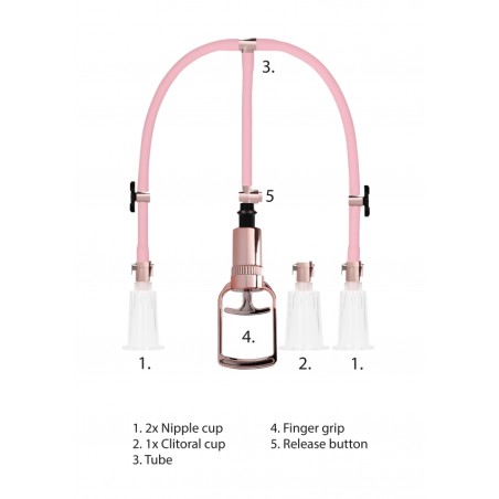 Large Pumped Clitoral & Nipple Pump Set - Rose Gold