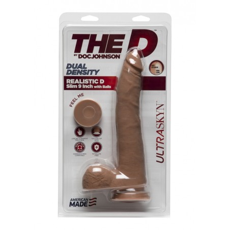 The D | Realistic D | 23cm Slim W/Balls | Ultraskyn | Caramel