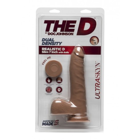 The D | Realistic D | 18cm Slim W/Balls | Ultraskyn | Caramel