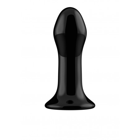 Pluggy | Glass Vibrator with Suction Cup and Remote | 10 Speed Rechargeable | Black