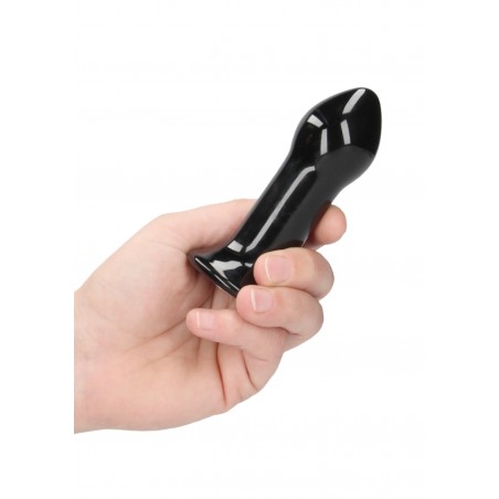 Pluggy | Glass Vibrator with Suction Cup and Remote | 10 Speed Rechargeable | Black