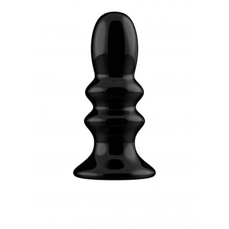 Ribbly | Glass Vibrator With Suction Cup and Remote | Rechargeable 10 Speed | Black