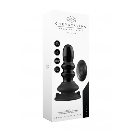 Ribbly | Glass Vibrator With Suction Cup and Remote | Rechargeable 10 Speed | Black