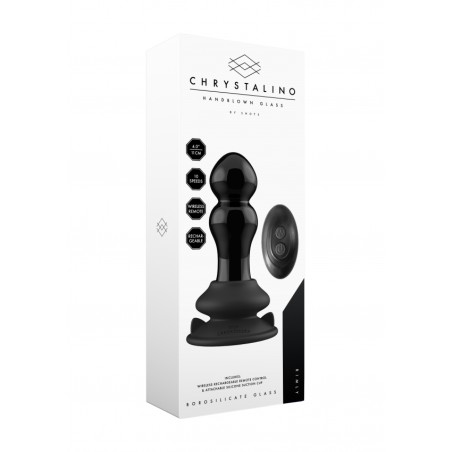 Rimly | Glass Vibrator with Suction Cup and Remote | 10 Speed Rechargeable | Black