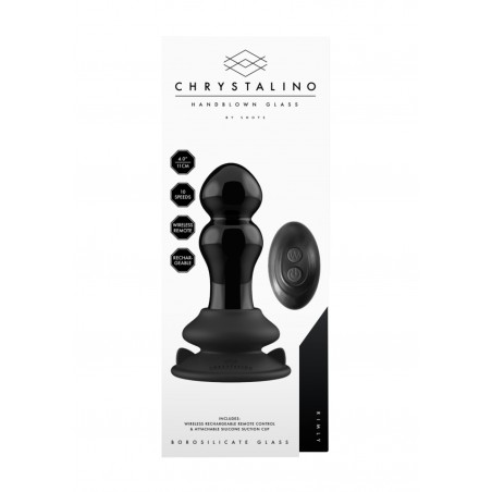 Rimly | Glass Vibrator with Suction Cup and Remote | 10 Speed Rechargeable | Black