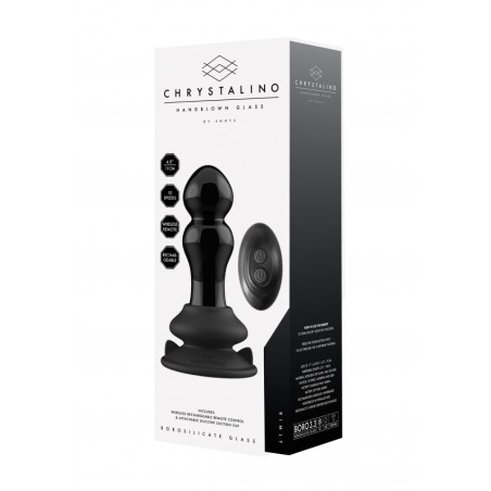 Rimly | Glass Vibrator with Suction Cup and Remote | 10 Speed Rechargeable | Black