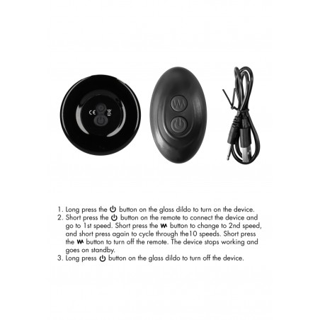 Rimly | Glass Vibrator with Suction Cup and Remote | 10 Speed Rechargeable | Black