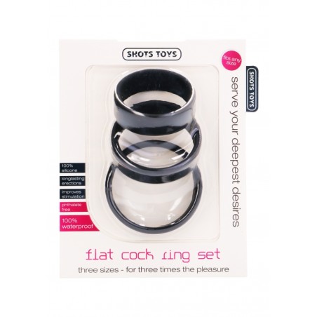 Shots | Black Flat Cock Ring Set |