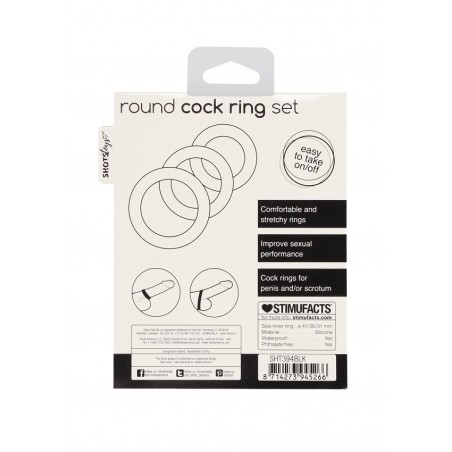 Shots | Δαχτυλίδια Πέους | Round Cock Ring Set | Black