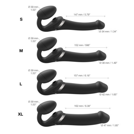 Strapless Stapon | Multi Orgasm Bendable 3 Motor | Small - Black