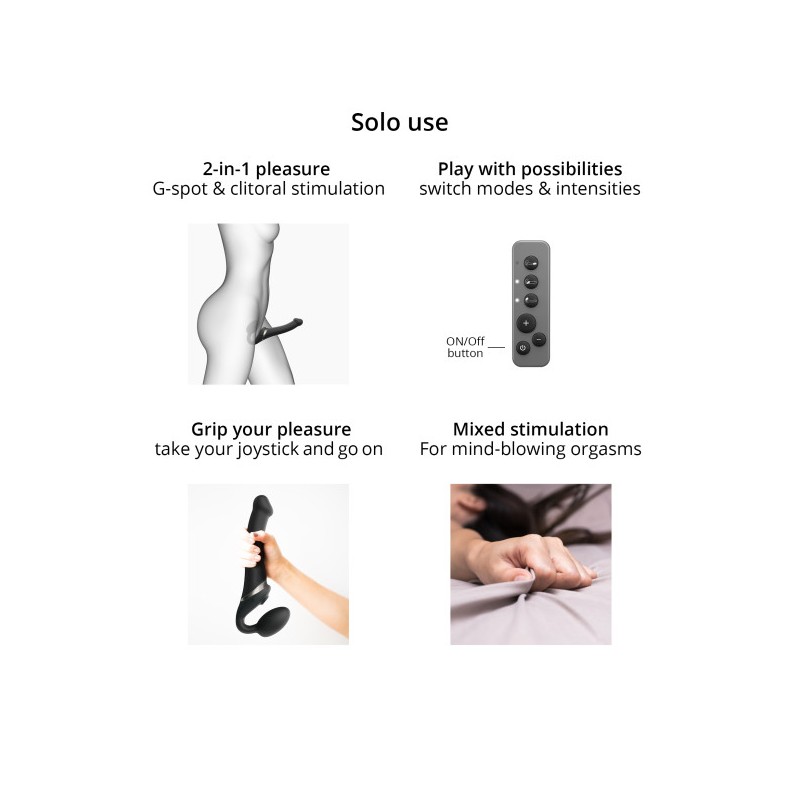 Strapless Stapon | Multi Orgasm Bendable 3 Motor | Small - Black