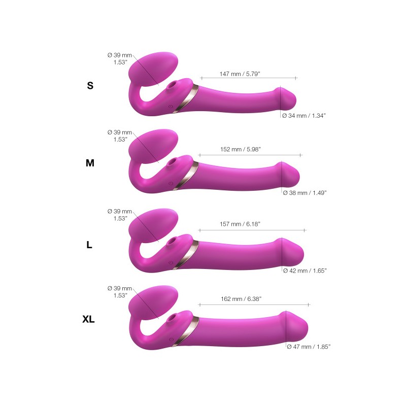 Strapless Stapon | Multi Orgasm Bendable 3 Motor | Small - Φούξια