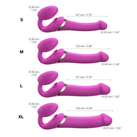 Strapless Stapon | Multi Orgasm Bendable 3 Motor | Small - Φούξια