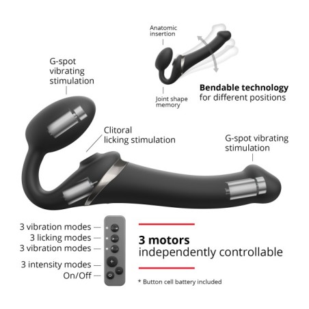 Strapless Stapon | Multi Orgasm Bendable 3 Motor | Large - Black