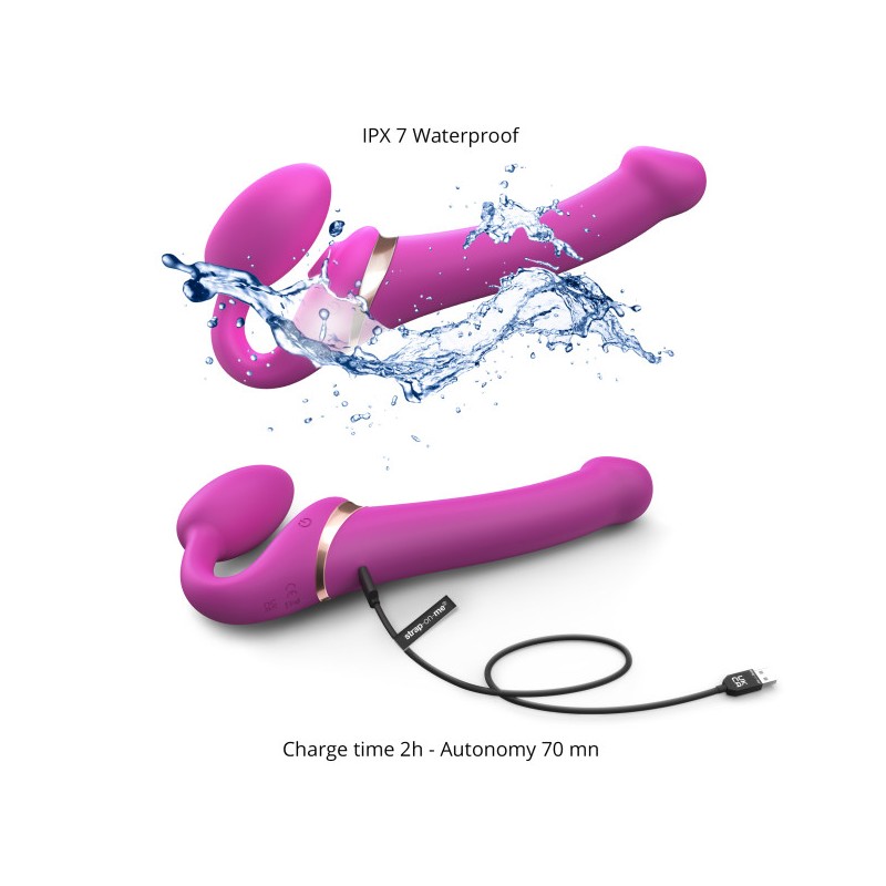 Strapless Stapon | Multi Orgasm Bendable 3 Motor | Extra Large - Fuchsia