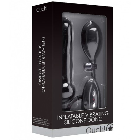 OUCH - Inflatable Vibrating Silicone Dong - Black